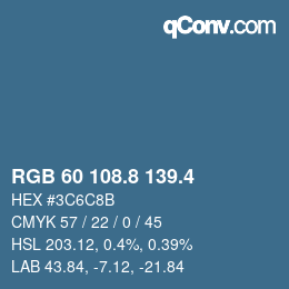 カラーコード: RGB 60 108.8 139.4 | qconv.com