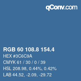カラーコード: RGB 60 108.8 154.4 | qconv.com