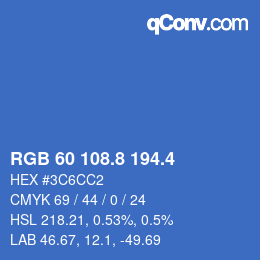 カラーコード: RGB 60 108.8 194.4 | qconv.com