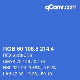 カラーコード: RGB 60 108.8 214.4 | qconv.com