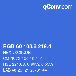 カラーコード: RGB 60 108.8 219.4 | qconv.com