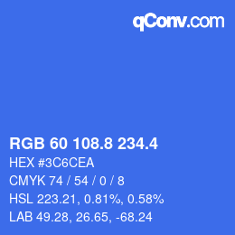カラーコード: RGB 60 108.8 234.4 | qconv.com