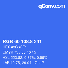 カラーコード: RGB 60 108.8 241 | qconv.com