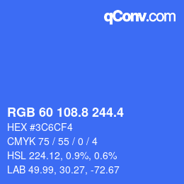 カラーコード: RGB 60 108.8 244.4 | qconv.com