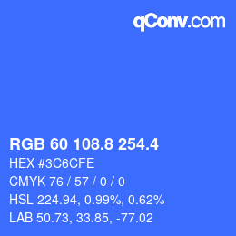 カラーコード: RGB 60 108.8 254.4 | qconv.com