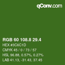 カラーコード: RGB 60 108.8 29.4 | qconv.com