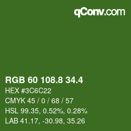 カラーコード: RGB 60 108.8 34.4 | qconv.com