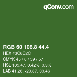 カラーコード: RGB 60 108.8 44.4 | qconv.com