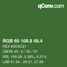 カラーコード: RGB 60 108.8 49.4 | qconv.com