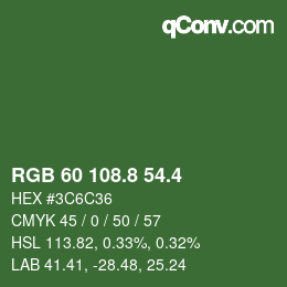 カラーコード: RGB 60 108.8 54.4 | qconv.com