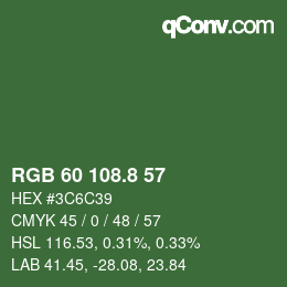 カラーコード: RGB 60 108.8 57 | qconv.com