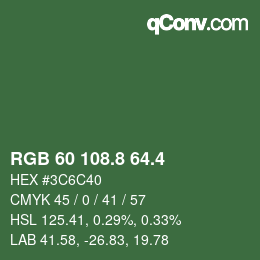 カラーコード: RGB 60 108.8 64.4 | qconv.com