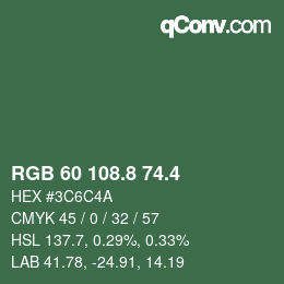 カラーコード: RGB 60 108.8 74.4 | qconv.com