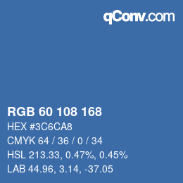 Color code: RGB 60 108 168 | qconv.com