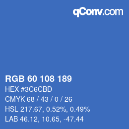 Color code: RGB 60 108 189 | qconv.com