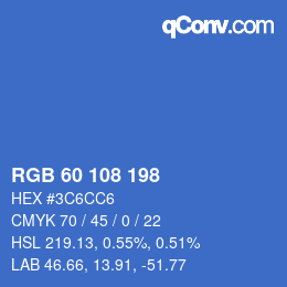 Color code: RGB 60 108 198 | qconv.com