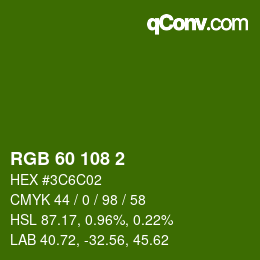 Color code: RGB 60 108 2 | qconv.com