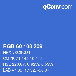 Color code: RGB 60 108 209 | qconv.com
