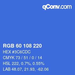 カラーコード: RGB 60 108 220 | qconv.com