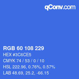 カラーコード: RGB 60 108 229 | qconv.com