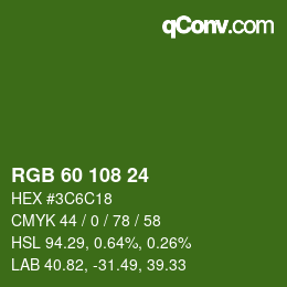 カラーコード: RGB 60 108 24 | qconv.com