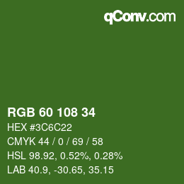 カラーコード: RGB 60 108 34 | qconv.com