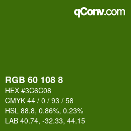 Color code: RGB 60 108 8 | qconv.com