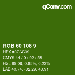 カラーコード: RGB 60 108 9 | qconv.com