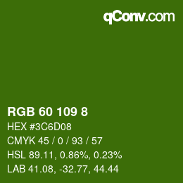 Color code: RGB 60 109 8 | qconv.com