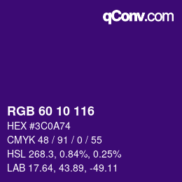 カラーコード: RGB 60 10 116 | qconv.com