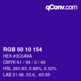 カラーコード: RGB 60 10 154 | qconv.com