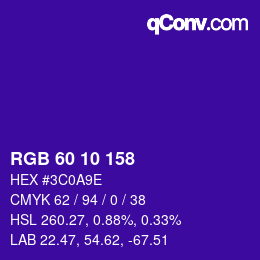 カラーコード: RGB 60 10 158 | qconv.com