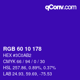 カラーコード: RGB 60 10 178 | qconv.com