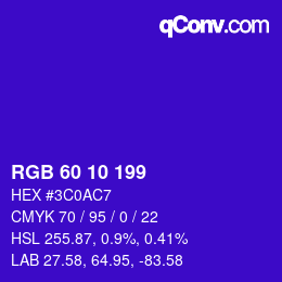 Color code: RGB 60 10 199 | qconv.com