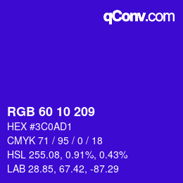 颜色代码: RGB 60 10 209 | qconv.com