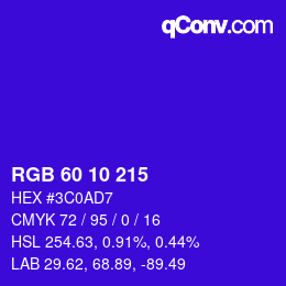 カラーコード: RGB 60 10 215 | qconv.com