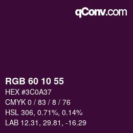 Color code: RGB 60 10 55 | qconv.com