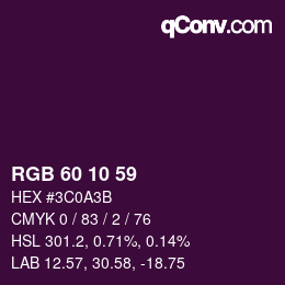 カラーコード: RGB 60 10 59 | qconv.com