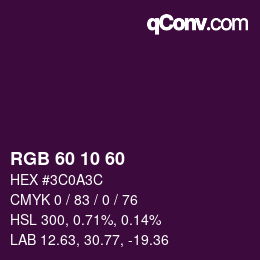 カラーコード: RGB 60 10 60 | qconv.com