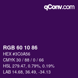 カラーコード: RGB 60 10 86 | qconv.com