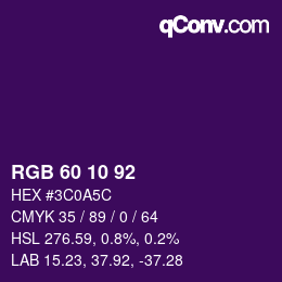 カラーコード: RGB 60 10 92 | qconv.com