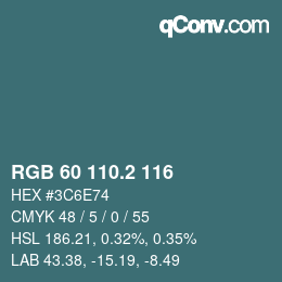 カラーコード: RGB 60 110.2 116 | qconv.com