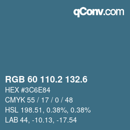 カラーコード: RGB 60 110.2 132.6 | qconv.com