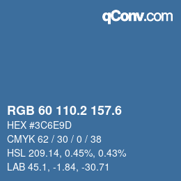 カラーコード: RGB 60 110.2 157.6 | qconv.com