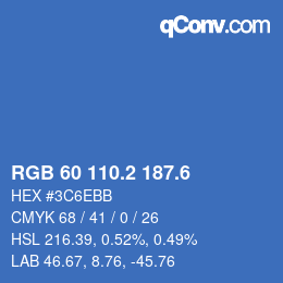 カラーコード: RGB 60 110.2 187.6 | qconv.com