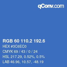 カラーコード: RGB 60 110.2 192.6 | qconv.com