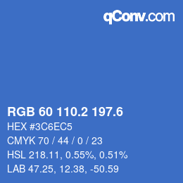 カラーコード: RGB 60 110.2 197.6 | qconv.com