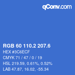 カラーコード: RGB 60 110.2 207.6 | qconv.com