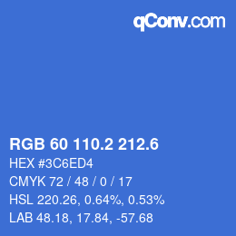 カラーコード: RGB 60 110.2 212.6 | qconv.com