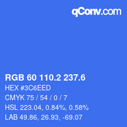 カラーコード: RGB 60 110.2 237.6 | qconv.com